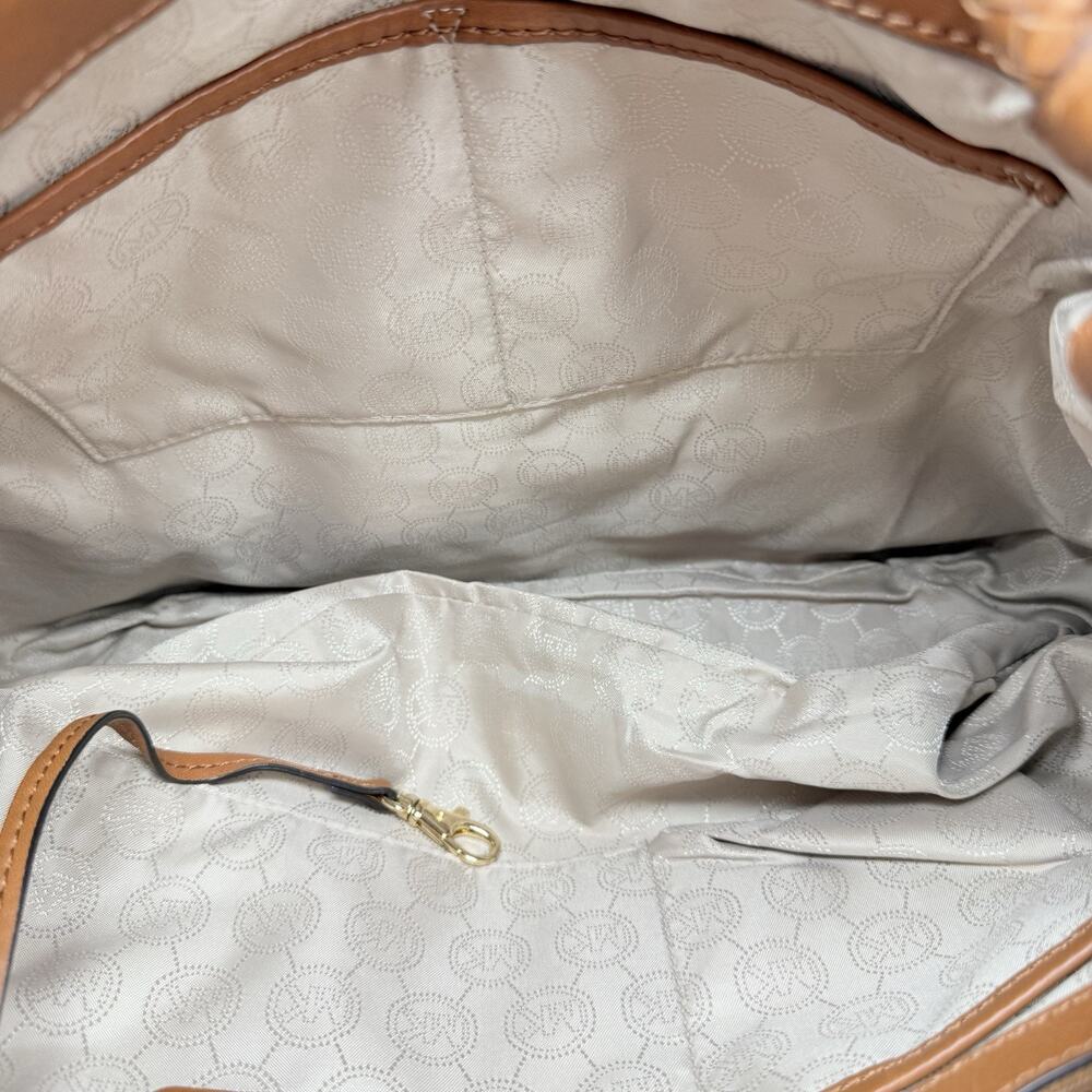 Michael Kors Brown Jet Set Marina Large Gathered Logo Tote Purse Shoulder Bag - Picture 12 of 13